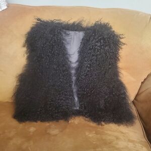 Black Tibetan Mongolian Lamb Vest